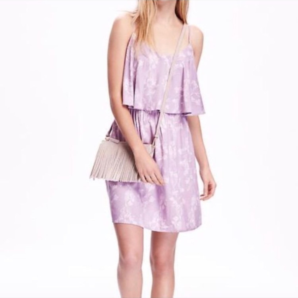OLD NAVY Pink Lavender Tiered Cami Strapped Womens Dress Petite Small NEW